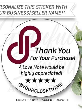 Poshmark- 2" (inches) Thank You Round  (96ct.) Stickers